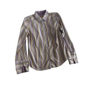 Robert Graham Long Sleeve Flip Cuff Shirt Striped Paisley - Size M